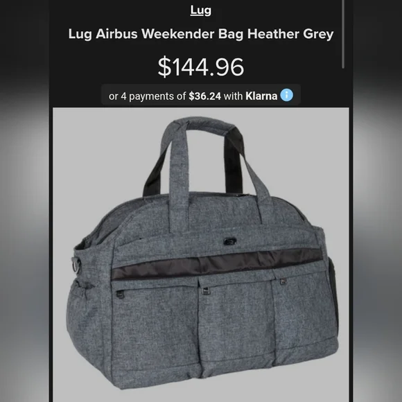 Lug Airbus Weekender Bag Heather Grey With Cross Strap - Picture 13 of 13